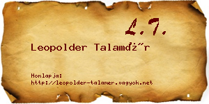 Leopolder Talamér névjegykártya